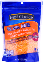 Best Choice 2% Milk Fancy Rf Mild Cheddar Shredded 8 oz