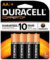 Duracell Coppertop AA Alkaline Batteries 4 pk