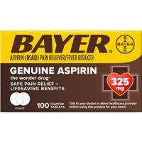 Bayer Genuine Aspirin Pain Reliever/Fever Reducer Tablets 325mg 100 ct