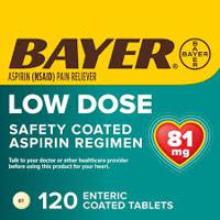 Bayer Aspirin Regimen Low Dose Safety Coated Aspirin Tablets 81mg 120 ct