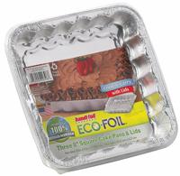 Handi-foil Eco-Foil Cook-n-Carry Square Cake Pans and Lids - 3 pk - Silver 8 in