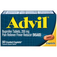 Advil Pain Reliever/Fever Reducer Coated Caplets 200mg Ibuprofen Temporary Pain Relief 50 ct. Bottle