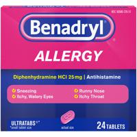 Benadryl Allergy Ultratab Tablets 25mg 24 Count 24 ct